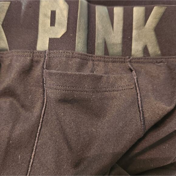 Victoria's Secret PINK Black Leggings Crossover Waist Small, Side Pocket, Mesh - Picture 7 of 7
